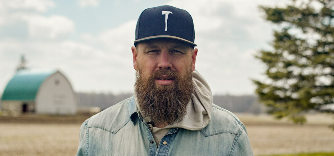 Portrait of a bearded man looking at camera
